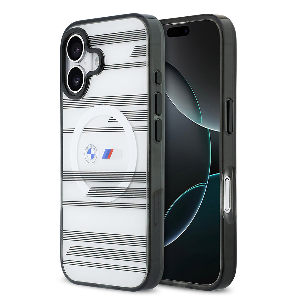 Apple iPhone 17 Kılıf BMW Orjinal Lisanslı M-safe Şarj Özellikli Metal Kamera Butonlu Yatay Şeritli M Dizayn Kapak - Görsel 2
