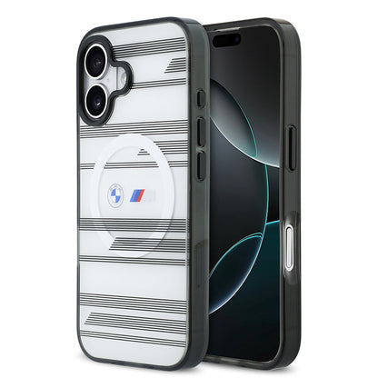 Apple iPhone 17 Kılıf BMW Orjinal Lisanslı M-safe Şarj Özellikli Metal Kamera Butonlu Yatay Şeritli M Dizayn Kapak - Görsel 2