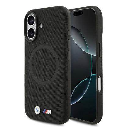 Apple iPhone 17 Kılıf BMW Orjinal Lisanslı M-safe Şarj Özellikli Metal Logolu Delikli M Dizayn Deri Kapak - Görsel 4