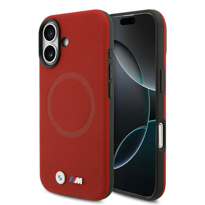 Apple iPhone 17 Kılıf BMW Orjinal Lisanslı M-safe Şarj Özellikli Metal Logolu Delikli M Dizayn Deri Kapak - Görsel 6