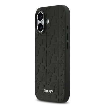 Apple iPhone 17 Kılıf DKNY Orjinal Lisanslı M-safe Şarj Özellikli 3D Yazılı Grid Pattern Kapak - Görsel 2