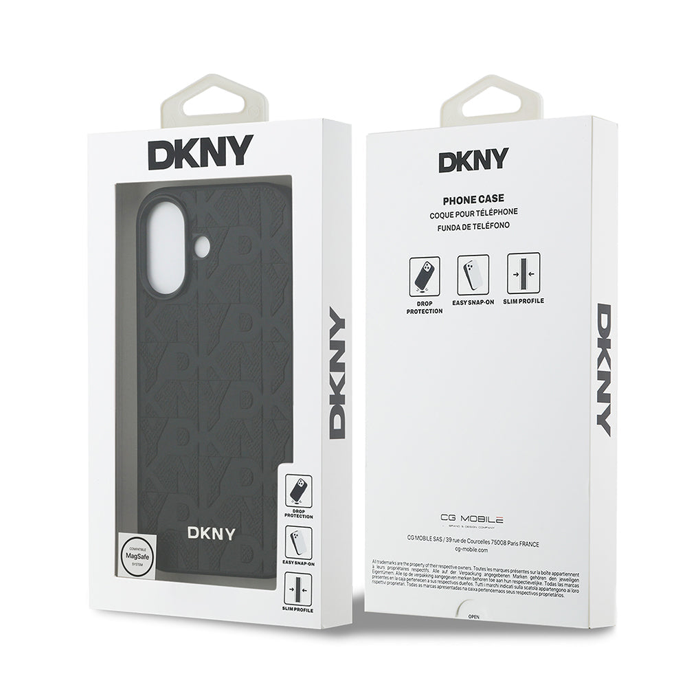 Apple iPhone 17 Kılıf DKNY Orjinal Lisanslı M-safe Şarj Özellikli 3D Yazılı Grid Pattern Kapak - Görsel 8