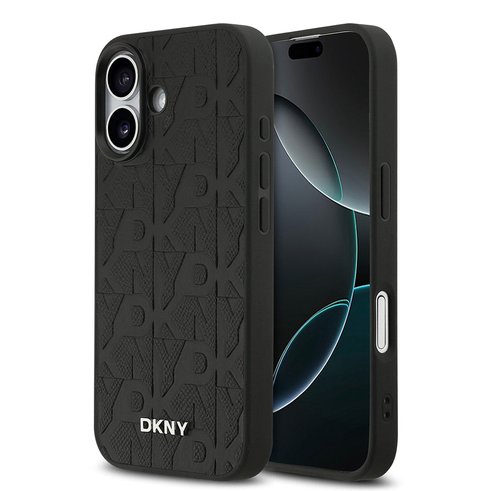 Apple iPhone 17 Kılıf DKNY Orjinal Lisanslı M-safe Şarj Özellikli 3D Yazılı Grid Pattern Kapak - Görsel 9