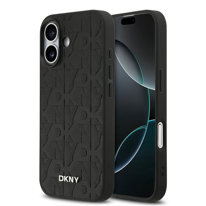 Apple iPhone 17 Kılıf DKNY Orjinal Lisanslı M-safe Şarj Özellikli 3D Yazılı Grid Pattern Kapak - Görsel 9
