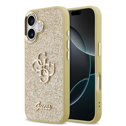 Apple iPhone 17 Kılıf Guess Orjinal Lisanslı 4G Büyük Metal Kamera Çerçeveli ve Logolu Glitter Kapak - Görsel 2