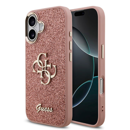 Apple iPhone 17 Kılıf Guess Orjinal Lisanslı 4G Büyük Metal Kamera Çerçeveli ve Logolu Glitter Kapak - Görsel 5