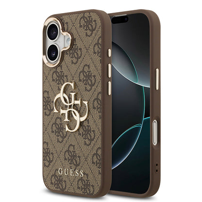 Apple iPhone 17 Kılıf Guess Orjinal Lisanslı Gold Metal Kamera Çerçeveli 4G Desenli Metal Büyük 4G ve Yazı Logolu Kapak - Görsel 4