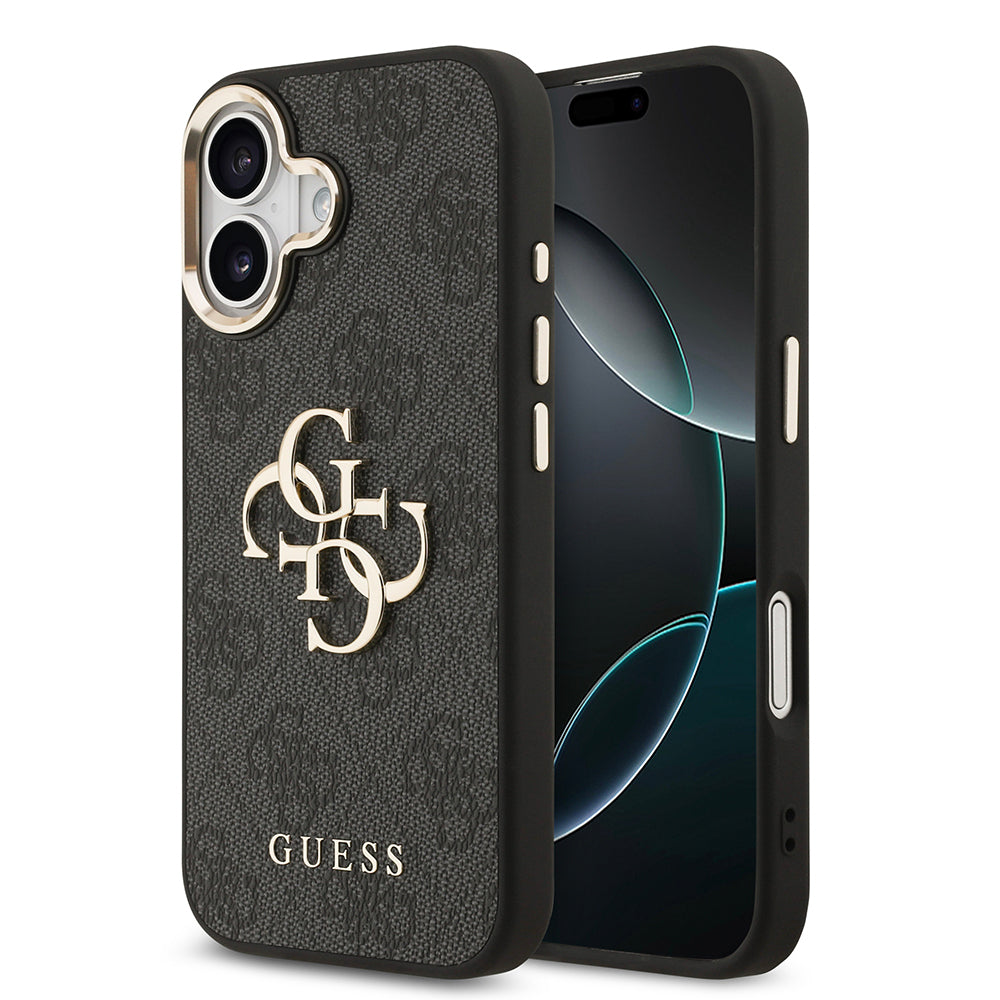 Apple iPhone 17 Kılıf Guess Orjinal Lisanslı Gold Metal Kamera Çerçeveli 4G Desenli Metal Büyük 4G ve Yazı Logolu Kapak - Görsel 2