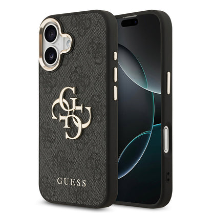 Apple iPhone 17 Kılıf Guess Orjinal Lisanslı Gold Metal Kamera Çerçeveli 4G Desenli Metal Büyük 4G ve Yazı Logolu Kapak - Görsel 2