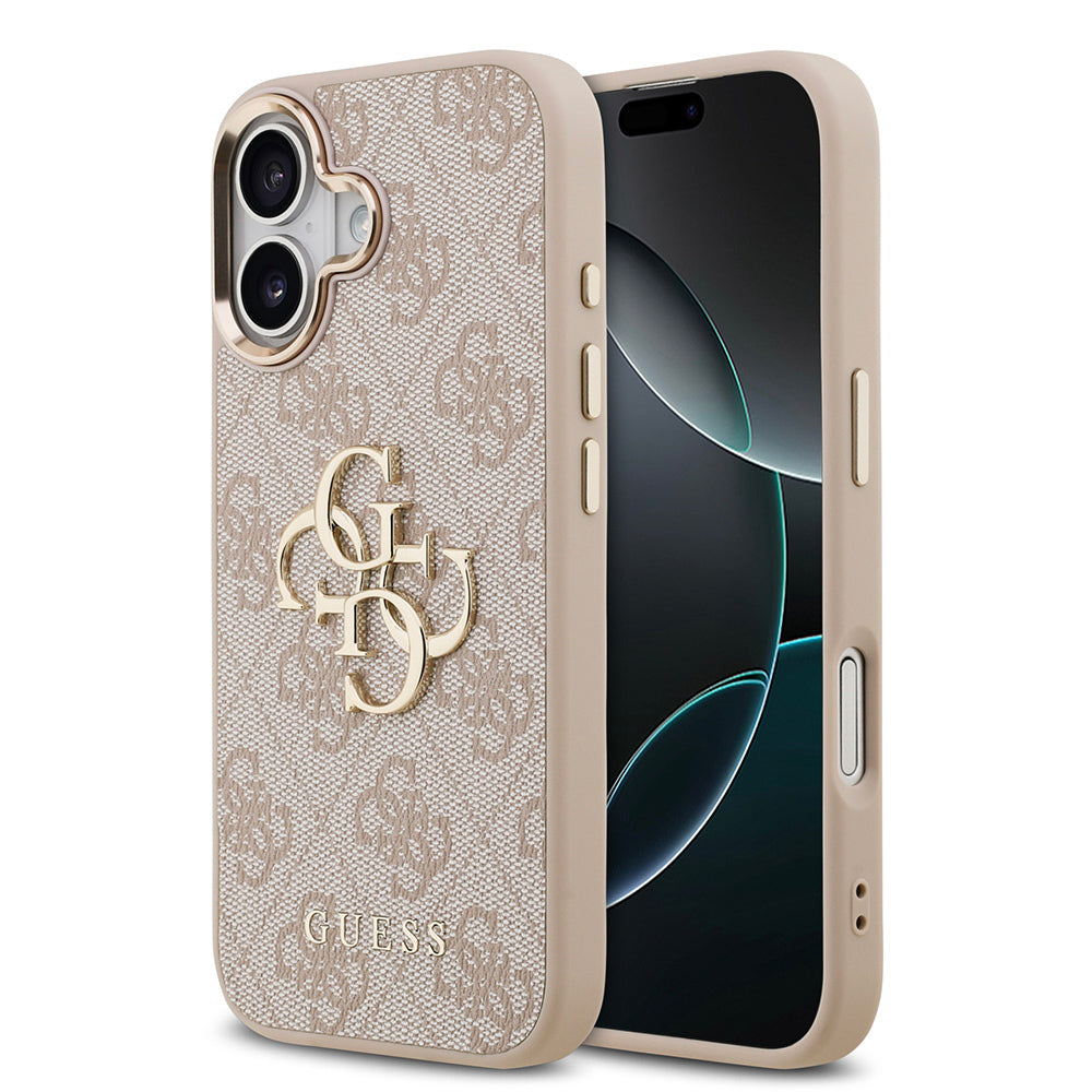 Apple iPhone 17 Kılıf Guess Orjinal Lisanslı Gold Metal Kamera Çerçeveli 4G Desenli Metal Büyük 4G ve Yazı Logolu Kapak - Görsel 3