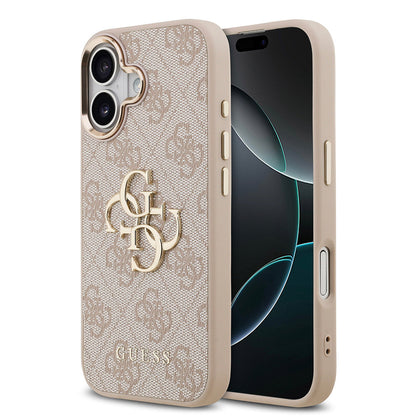 Apple iPhone 17 Kılıf Guess Orjinal Lisanslı Gold Metal Kamera Çerçeveli 4G Desenli Metal Büyük 4G ve Yazı Logolu Kapak - Görsel 3