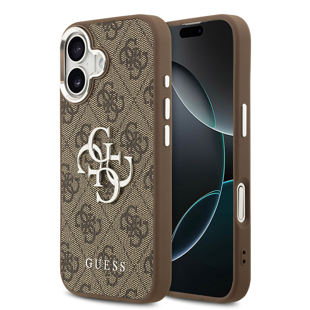 Apple iPhone 17 Kılıf Guess Orjinal Lisanslı Gümüş Metal Kamera Çerçeveli 4G Desenli Metal Büyük 4G ve Yazı Logolu Kapak - Görsel 2