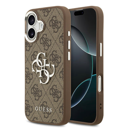 Apple iPhone 17 Kılıf Guess Orjinal Lisanslı Gümüş Metal Kamera Çerçeveli 4G Desenli Metal Büyük 4G ve Yazı Logolu Kapak - Görsel 2
