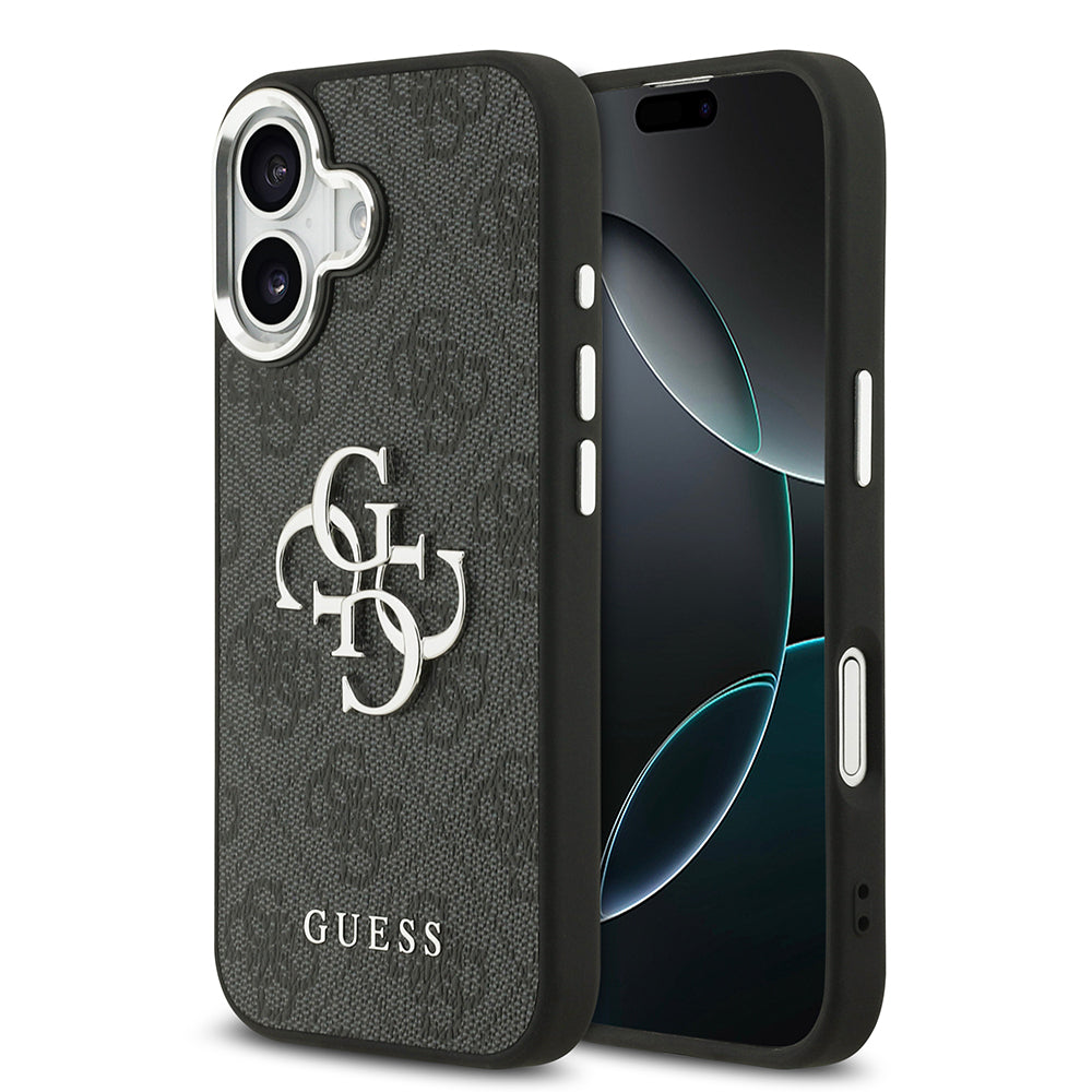 Apple iPhone 17 Kılıf Guess Orjinal Lisanslı Gümüş Metal Kamera Çerçeveli 4G Desenli Metal Büyük 4G ve Yazı Logolu Kapak - Görsel 3