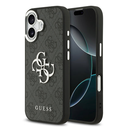 Apple iPhone 17 Kılıf Guess Orjinal Lisanslı Gümüş Metal Kamera Çerçeveli 4G Desenli Metal Büyük 4G ve Yazı Logolu Kapak - Görsel 3