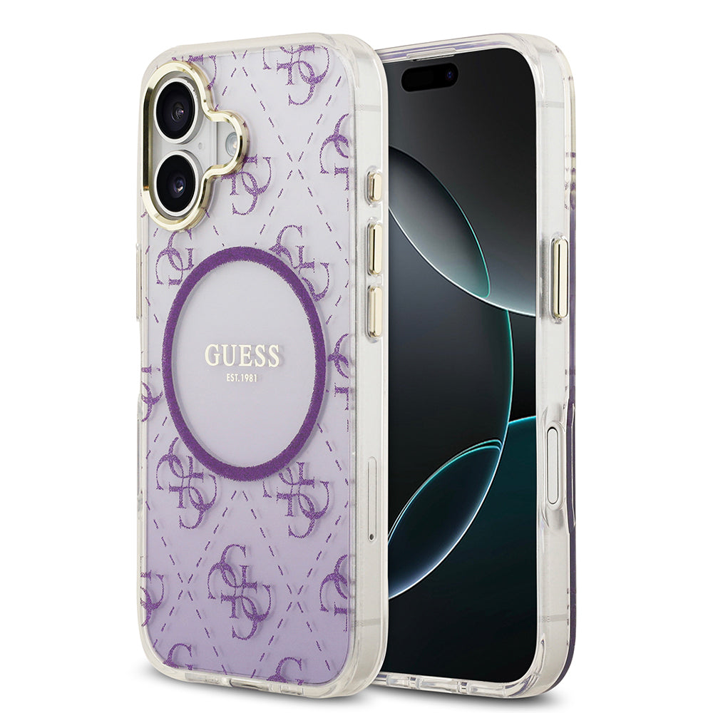 Apple iPhone 17 Kılıf Guess Orjinal Lisanslı M-safe Şarj Özellikli 4G Desenli Simli Silikon Kapak - Görsel 3