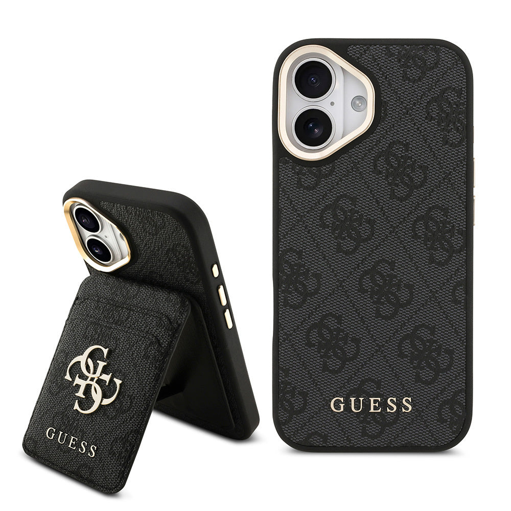 Apple iPhone 17 Kılıf Guess Orjinal Lisanslı M-safe Şarj Özellikli 4G Metal Büyük Logolu Kartlıklı Kapak