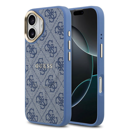 Apple iPhone 17 Kılıf Guess Orjinal Lisanslı M-safe Şarj Özellikli Gold Metal Kamera Çerçeveli PU Deri 4G Desenli Yazı Logolu Kapak - Görsel 4