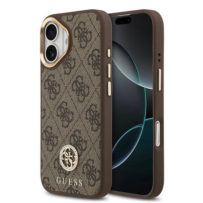 Apple iPhone 17 Kılıf Guess Orjinal Lisanslı M-safe Şarj Özellikli Gold Metal Kamera Çerçeveli Taşlı 4G Logolu Kapak - Görsel 3