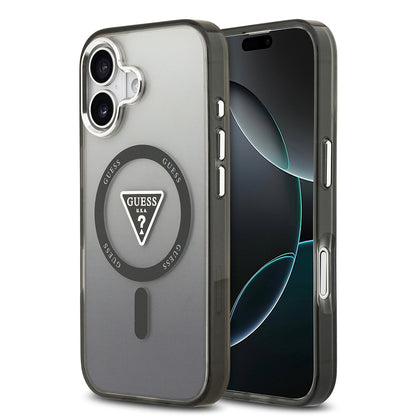 Apple iPhone 17 Kılıf Guess Orjinal Lisanslı M-safe Şarj Özellikli IML Baskılı Üçgen Logolu Metal Kamera Çerçeveli Kapak - Görsel 3