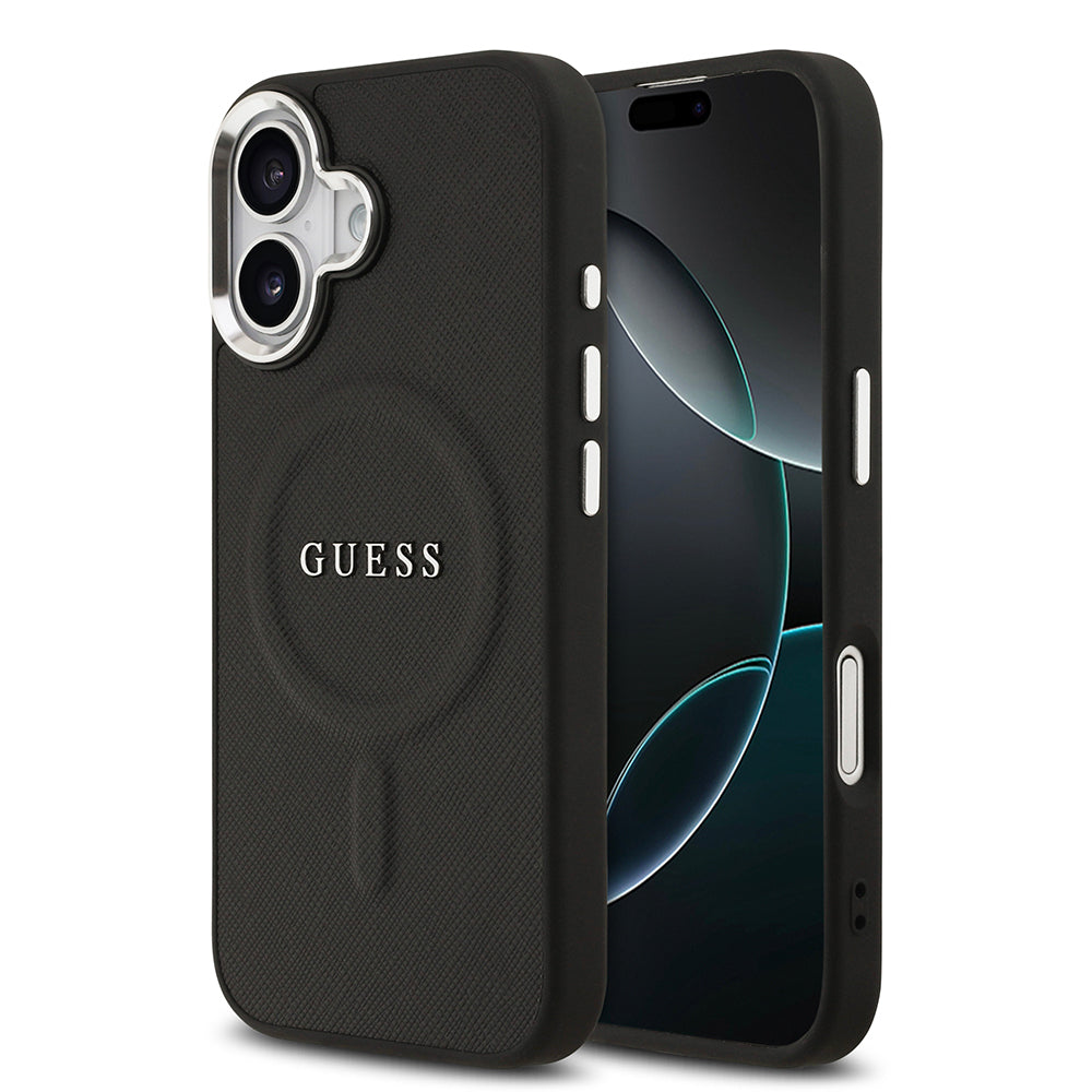 Apple iPhone 17 Kılıf Guess Orjinal Lisanslı M-safe Şarj Özellikli Klasik Yazı Logolu PU Deri Kapak - Görsel 3
