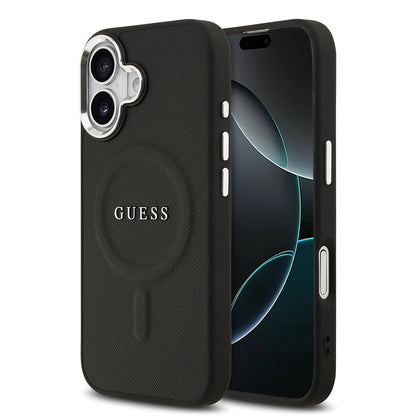 Apple iPhone 17 Kılıf Guess Orjinal Lisanslı M-safe Şarj Özellikli Klasik Yazı Logolu PU Deri Kapak - Görsel 3