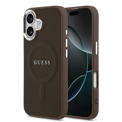 Apple iPhone 17 Kılıf Guess Orjinal Lisanslı M-safe Şarj Özellikli Klasik Yazı Logolu PU Deri Kapak - Görsel 2
