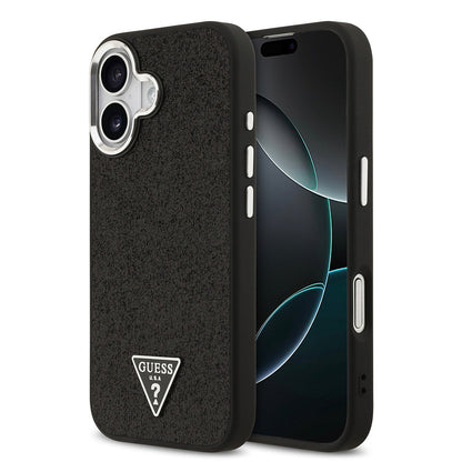 Apple iPhone 17 Kılıf Guess Orjinal Lisanslı M-safe Şarj Özellikli Metal Kamera Çerçeveli Üçgen Logolu Glitter Kapak - Görsel 3
