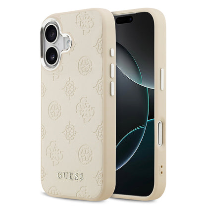 Apple iPhone 17 Kılıf Guess Orjinal Lisanslı M-safe Şarj Özellikli Sıcak Baskılı Klasik Yazı Logolu PU Deri Peony Kapak - Görsel 2