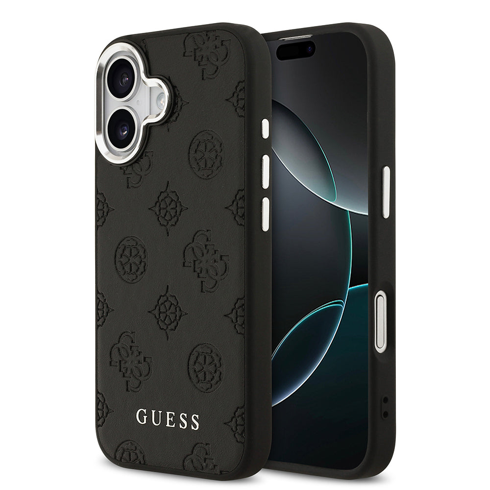 Apple iPhone 17 Kılıf Guess Orjinal Lisanslı M-safe Şarj Özellikli Sıcak Baskılı Klasik Yazı Logolu PU Deri Peony Kapak - Görsel 3