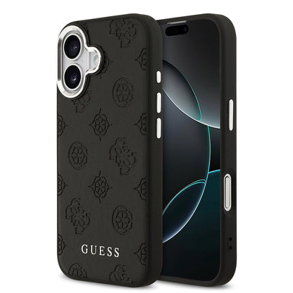 Apple iPhone 17 Kılıf Guess Orjinal Lisanslı M-safe Şarj Özellikli Sıcak Baskılı Klasik Yazı Logolu PU Deri Peony Kapak - Görsel 3