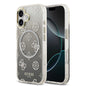 Apple iPhone 17 Kılıf Guess Orjinal Lisanslı M-safe Şarj Özellikli Simli Peony Desenli Silikon Kapak