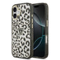 Apple iPhone 17 Kılıf Guess Orjinal Lisanslı M-safe Şarj Özellikli Üçgen Logolu Simli Leopar Desenli Kapak