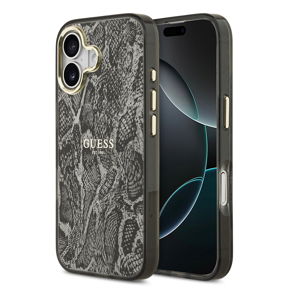 Apple iPhone 17 Kılıf Guess Orjinal Lisanslı M-safe Şarj Özellikli Yazı Logolu Python Desenli Kapak - Görsel 2