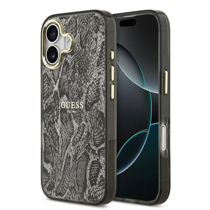 Apple iPhone 17 Kılıf Guess Orjinal Lisanslı M-safe Şarj Özellikli Yazı Logolu Python Desenli Kapak - Görsel 2