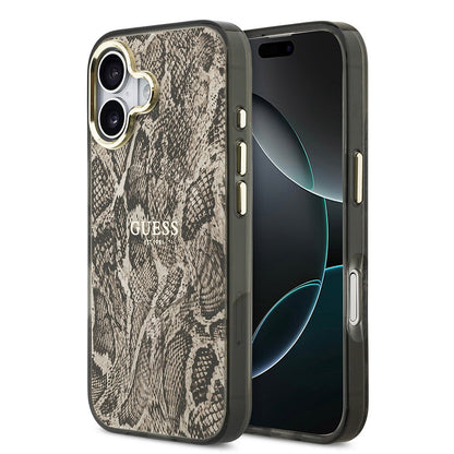 Apple iPhone 17 Kılıf Guess Orjinal Lisanslı M-safe Şarj Özellikli Yazı Logolu Python Desenli Kapak - Görsel 3