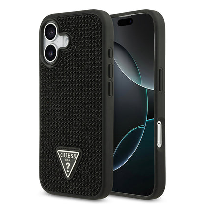 Apple iPhone 17 Kılıf Guess Orjinal Lisanslı Taşlı Arka Yüzey Üçgen Logolu Kapak - Görsel 2