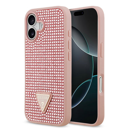 Apple iPhone 17 Kılıf Guess Orjinal Lisanslı Taşlı Arka Yüzey Üçgen Logolu Kapak - Görsel 4