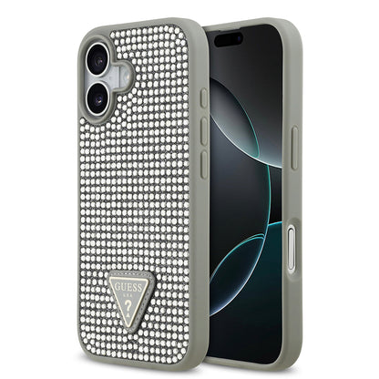 Apple iPhone 17 Kılıf Guess Orjinal Lisanslı Taşlı Arka Yüzey Üçgen Logolu Kapak - Görsel 5