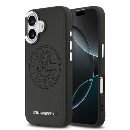 Apple iPhone 17 Kılıf Karl Lagerfeld Orjinal Lisanslı M-safe Şarj Özellikli Delikli Tasarım Metal Logolu PU Deri Kapak - Görsel 2