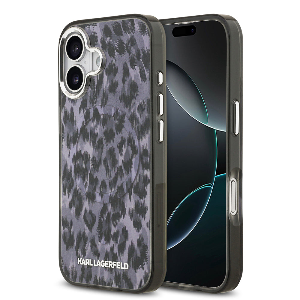 Apple iPhone 17 Kılıf Karl Lagerfeld Orjinal Lisanslı M-safe Şarj Özellikli IML Leopar Baskılı Kapak - Görsel 2