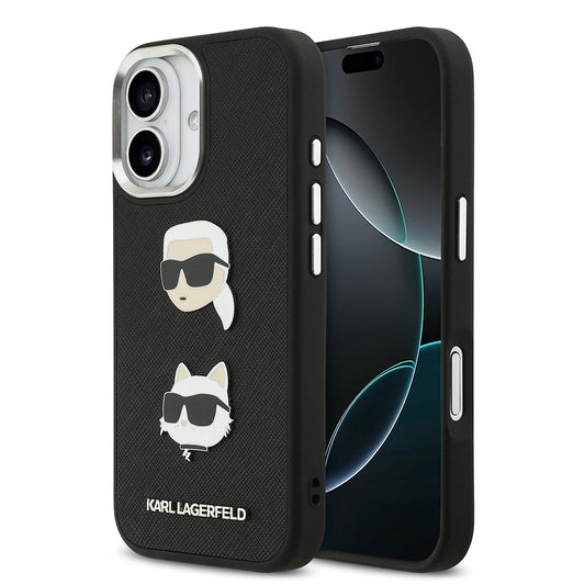 Apple iPhone 17 Kılıf Karl Lagerfeld Orjinal Lisanslı Metal Logolu K&C Heads Pin Kapak