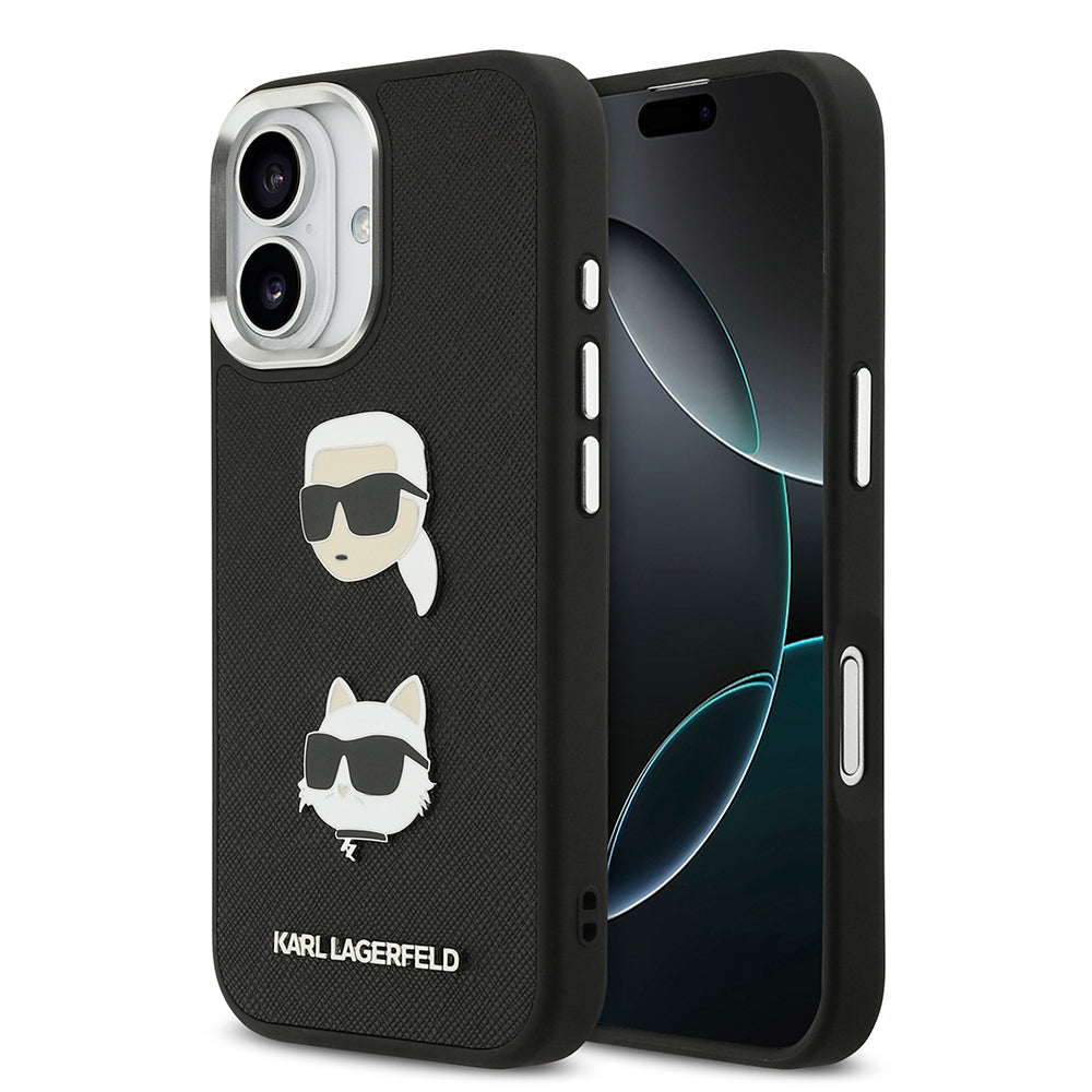 Apple iPhone 17 Kılıf Karl Lagerfeld Orjinal Lisanslı Metal Logolu K&C Heads Pin Kapak - Görsel 2