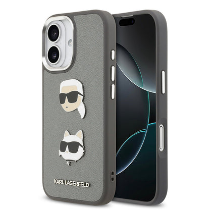Apple iPhone 17 Kılıf Karl Lagerfeld Orjinal Lisanslı Metal Logolu K&C Heads Pin Kapak - Görsel 3