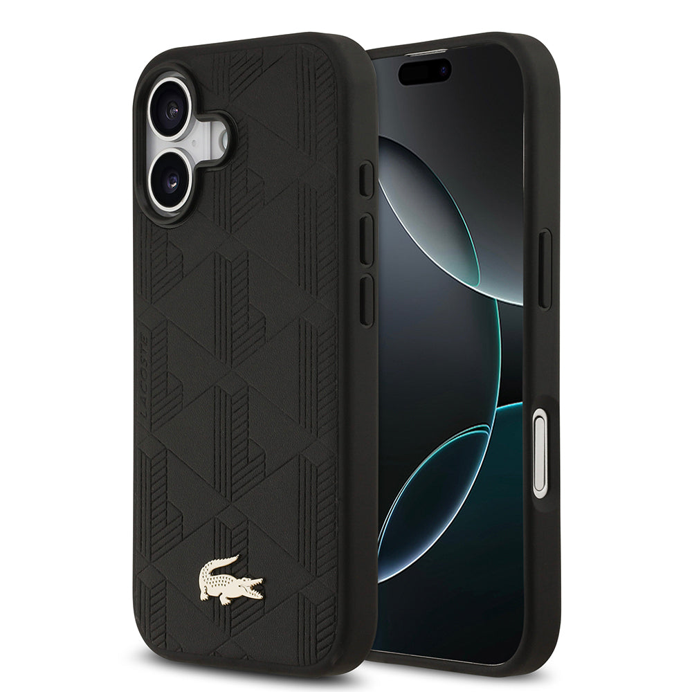 Apple iPhone 17 Kılıf Lacoste Orjinal Lisanslı M-safe Şarj Özellikli PU Deri Tasarımlı Karışık Monogram Desenli Kapak - Görsel 2
