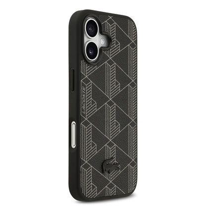 Apple iPhone 17 Kılıf Lacoste Orjinal Lisanslı M-safe Şarj Özellikli PU Deri Tasarımlı Kartlıklı Karışık Monogram Desenli Kapak - Görsel 2
