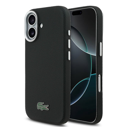 Apple iPhone 17 Kılıf Lacoste Orjinal Lisanslı M-Safe Şarj Özellikli PVC Pike Desenli Arka Yüzey İkonik Timsah Dokuma Logolu Kapak