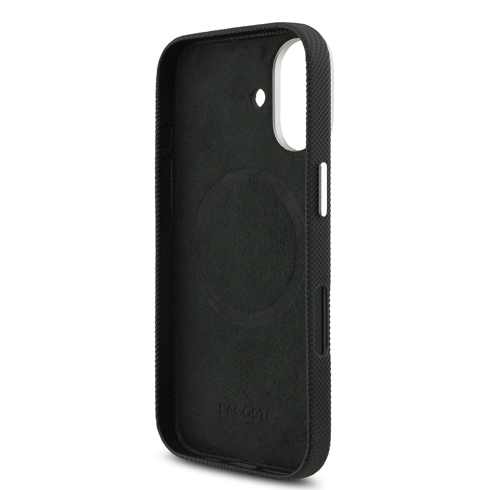 Apple iPhone 17 Kılıf Lacoste Orjinal Lisanslı M-Safe Şarj Özellikli PVC Pike Desenli Arka Yüzey İkonik Timsah Dokuma Logolu Kapak - Görsel 7