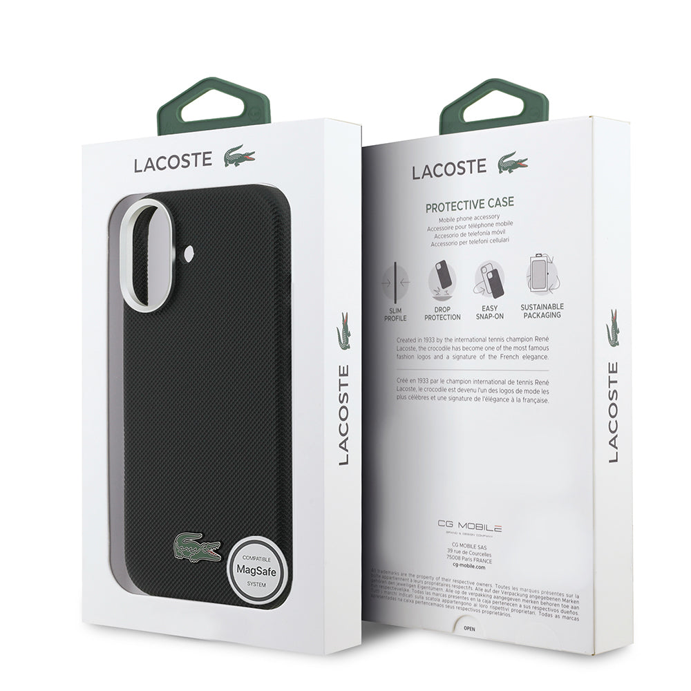 Apple iPhone 17 Kılıf Lacoste Orjinal Lisanslı M-Safe Şarj Özellikli PVC Pike Desenli Arka Yüzey İkonik Timsah Dokuma Logolu Kapak - Görsel 8