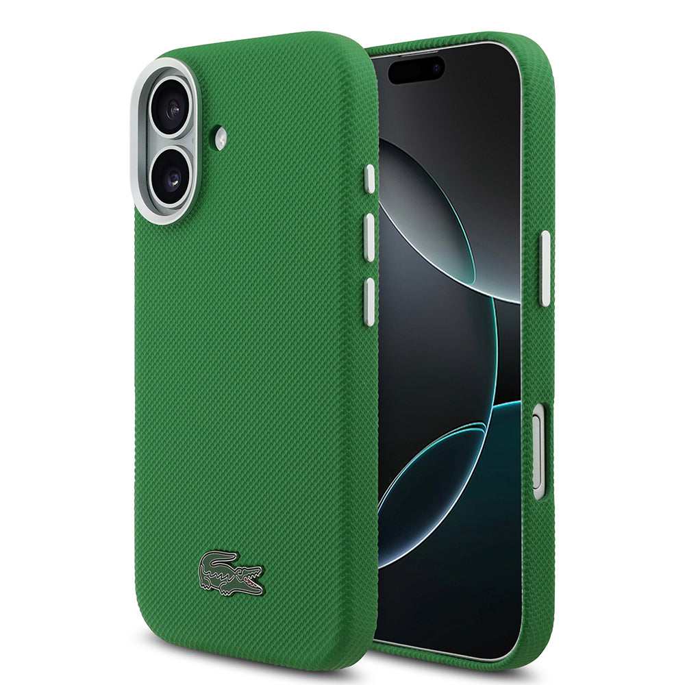 Apple iPhone 17 Kılıf Lacoste Orjinal Lisanslı M-Safe Şarj Özellikli PVC Pike Desenli Arka Yüzey İkonik Timsah Dokuma Logolu Kapak - Görsel 9